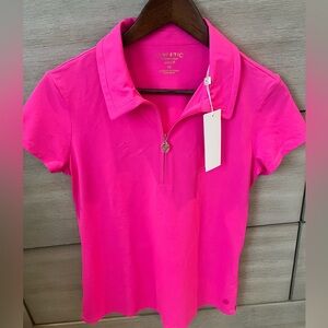 NWT Lilly Pulitzer Friday Luxletic Women's Pink Polo Shirt Medium